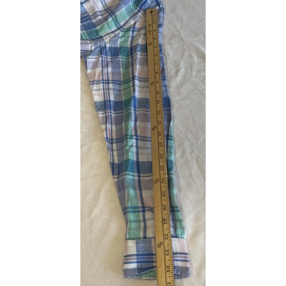 Brooks Brothers 1818 Regular Fit Linen Button Down Plaid Shirt Mens Small New - Picture 7 of 10